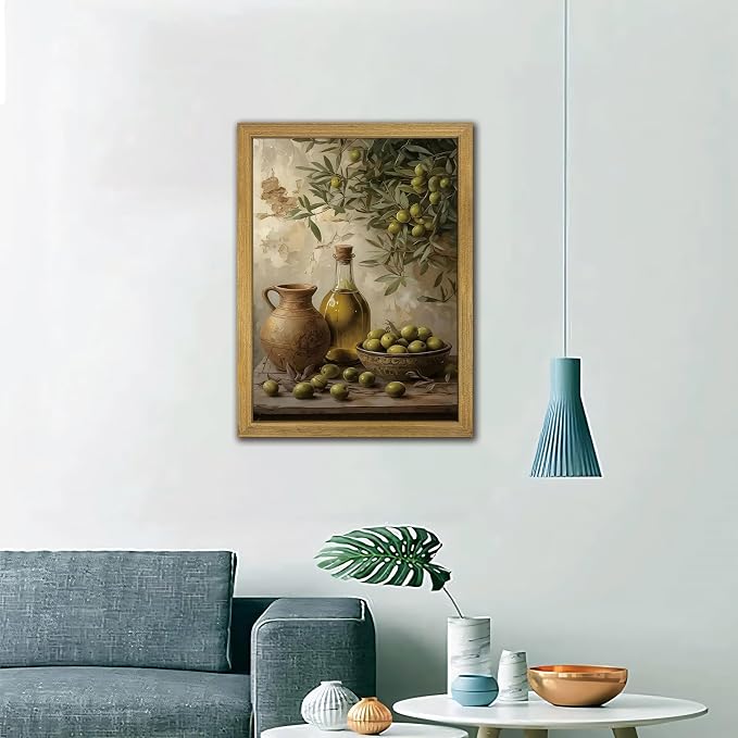 Wood Framed Olive Kitchen Wall Art, Vintage Rustic Still Life Canvas Print - Image 9