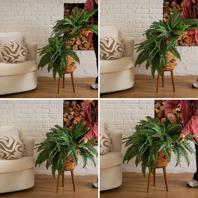 Nearly Natural 40in Hanging Artificial Boston Fern Plant Set of 2 - Image 7