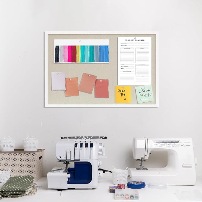 DAHAPYBOO Cork Board with Linen White 2Pack, Bulletin Board 30"x20" Hanging - Image 7