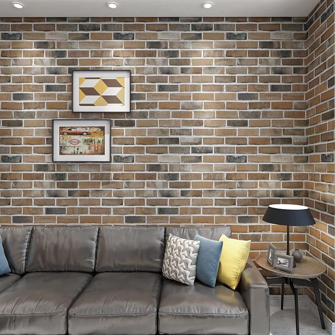 Art3d 10-Pack 52.5 Sq.Ft Faux Brick 3D Wall Panels Peel and Stick in Gray Brown - Image 3