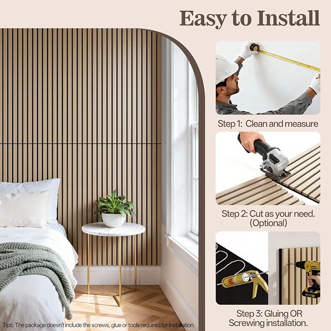 4 Pack Wood Panels for Wall, 47.24" x 23.81" Acoustic Wood Slat Wall Panel for - Image 7