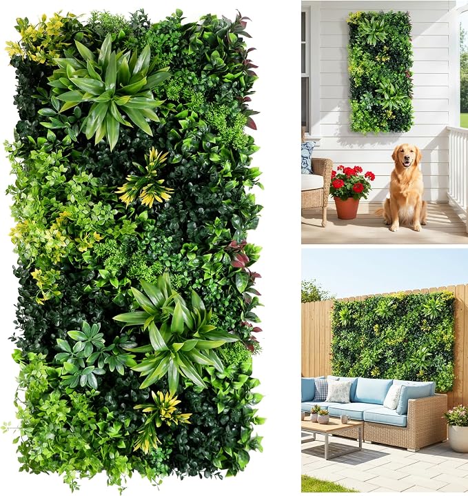 40" x 20" 3D Artificial Grass Wall Panel, UV Resistant Greenery Backdrop by FOSZMAC