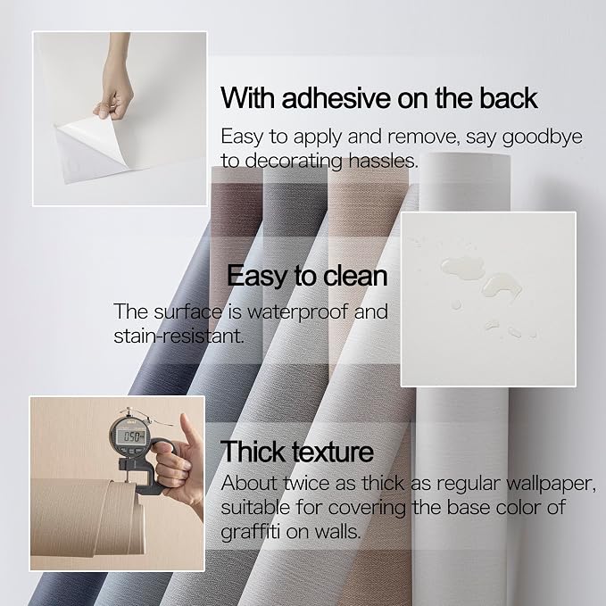 24"x393" White Grasscloth Peel and Stick Fabric Textured Contact Paper Linen - Image 4
