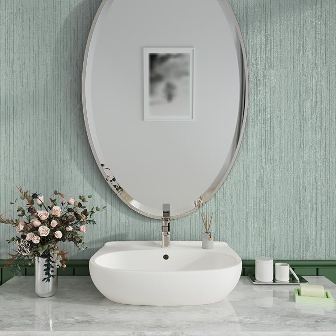 CRE8TIVE Large Size Mint Green Grasscloth Peel and Stick Wallpaper Textured - Image 4