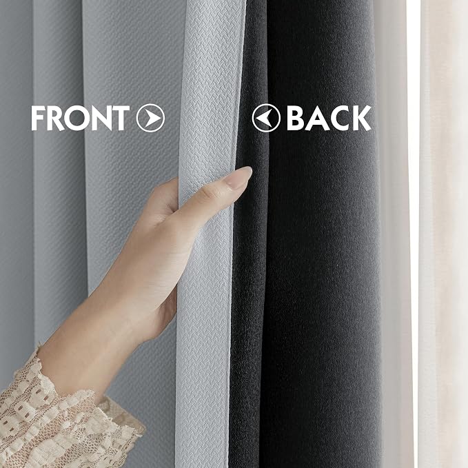 FMFUNCTEX 100% Light Grey Blackout Curtains - Image 6