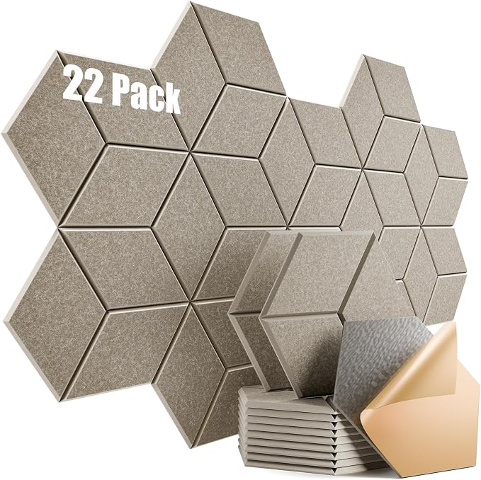 22 Pack Self-Adhesive Acoustic Panels 12" X 10" X 0.4" by Dailycooper