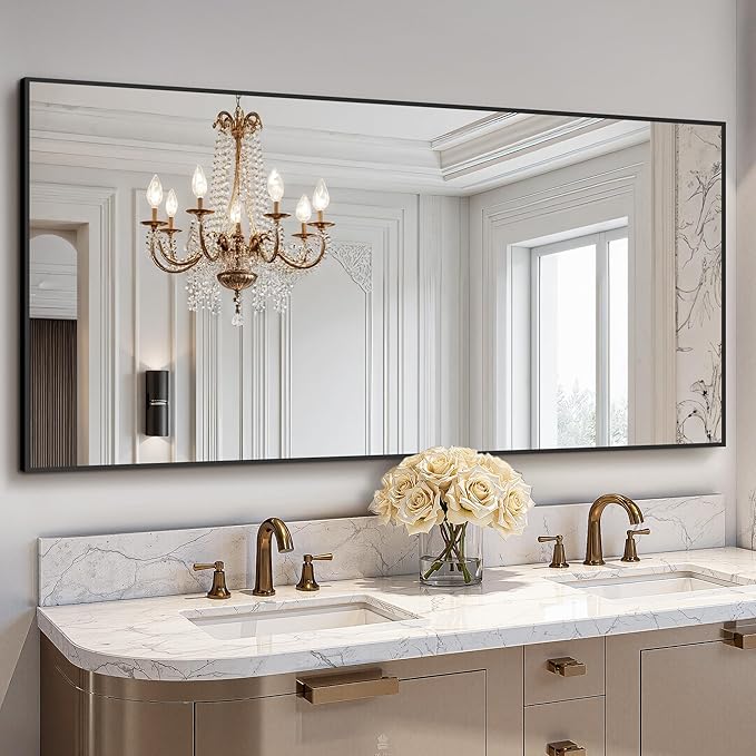 TRAHOME Bathroom Vanity Mirror for Wall, HD Shatterproof Glass, Hangs by TRAHOME