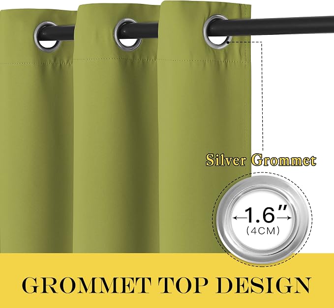 NICETOWN Fresh Green Blackout Curtains 84 inch Length, Grommet Top Room - Image 6