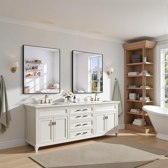 KOCUUY Black Bathroom Mirror, 30x36 Inch Rectangle Mirror - Image 2