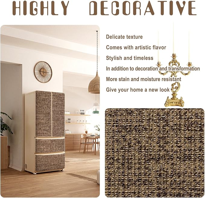 Amiya Grasscloth Brown Wallpaper Peel and Stick Faux Fabric Linen Contact Paper - Image 7