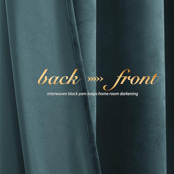NICETOWN Greyish Blue Velvet Curtains 52" x 63", 2 Panels - Image 4