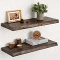 Floating Shelves Set of 2, Solid Elm Wood Wall Shelves 24 Inch by Unknown