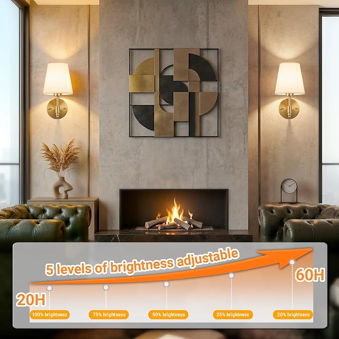 Nekhung Battery Operated Wall Sconces Set of Two, Wireless Battery Wall Light - Image 6