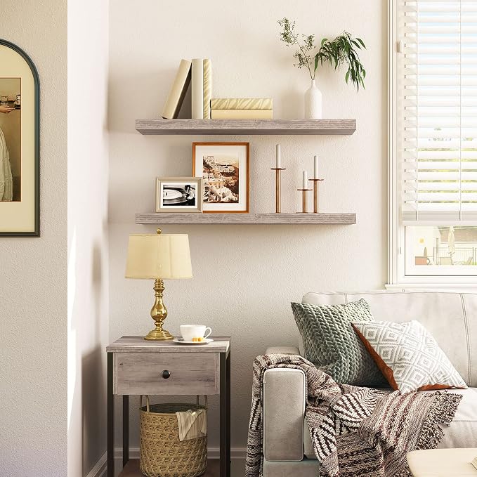 HOOBRO Floating Shelves for Wall, Wall Mounted Shelf Set of 2, 31.5" Hanging - Image 2