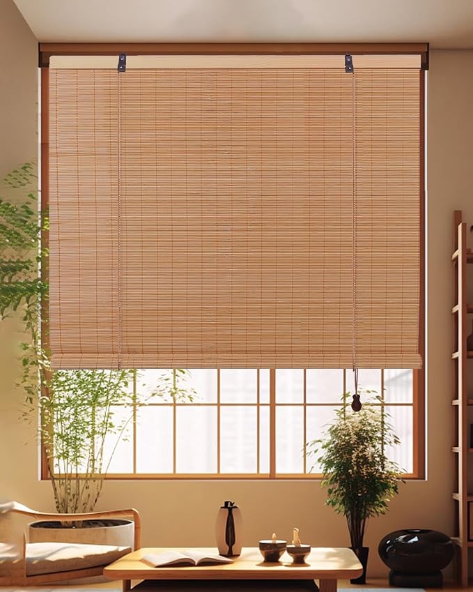 FoundGo Retro Bamboo Blinds 30" W x 64" H Bamboo Roman Shades Light Filtering - Image 7