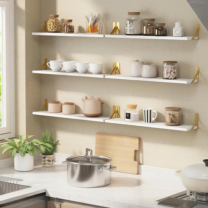 YGEOMER White Floating Shelves for Wall, Farmhouse 23.6 Inch Wall Shelves for - Image 5