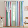 XiDi Pink & Rainbow Curtains for Kids & Girl Rooms by Addsomecolortolife