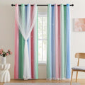 XiDi Pink & Rainbow Curtains for Kids & Girl Bedrooms by Addsomecolortolife