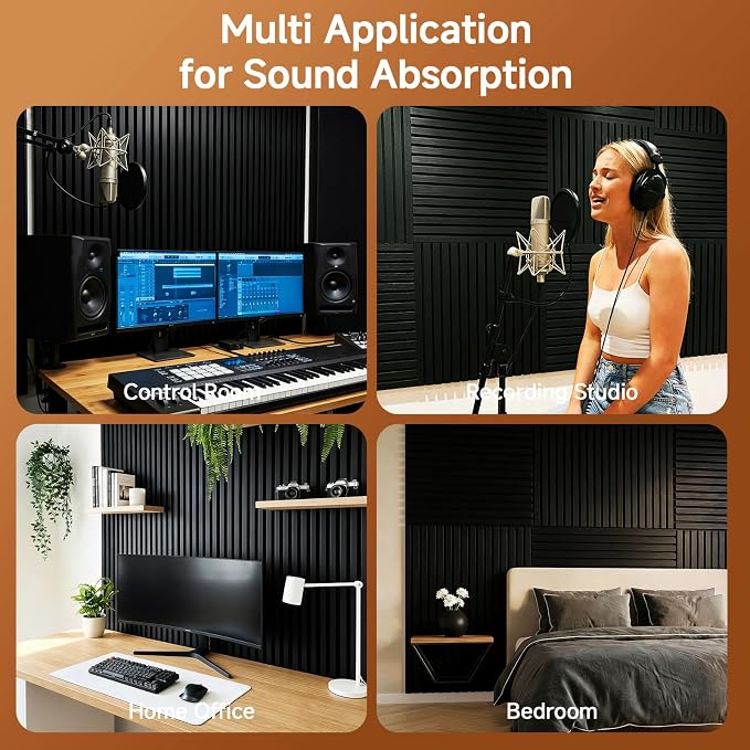 Acoustic Panels 4 Pack Self-Adhesive Upgrade, 23.62"X23.62" Sound Proof Wall - Image 6