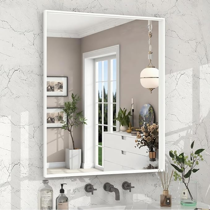 24x36 Inch White Bathroom Mirrors by Dimelax