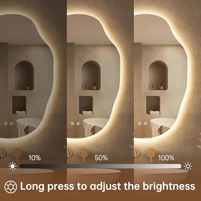 LOVESPEJO Irregular Backlit Mirror Bathroom 25x35 Inch, Asymmetrical LED - Image 7