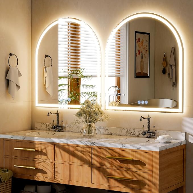 BEAUTYPEAK 34x30 LED Arch Bathroom Mirror - Image 7