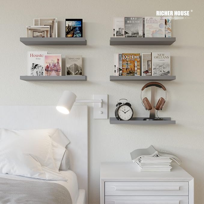 RICHER HOUSE Mounted Shelves for Wall Decor, Modern Picture Ledge Shelf - Image 2