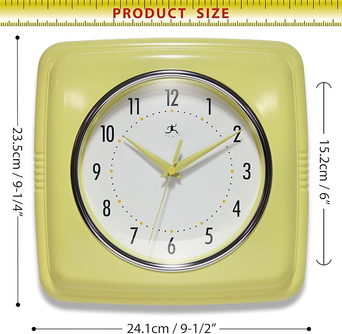 Infinity Instruments Retro Wall Clock – 9-Inch Square, Silent & Non-Ticking – - Image 5
