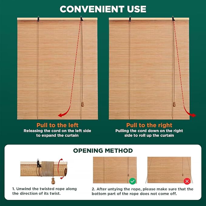 Bamboo Blinds for Interior Windows, Custom Roller Shades for Indoor Window and - Image 5