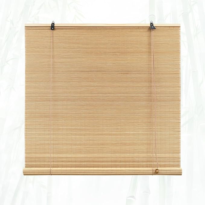 Glimer Bamboo Blinds for Interior Windows, Natural Roll Up Bamboo Shades for by Glimer