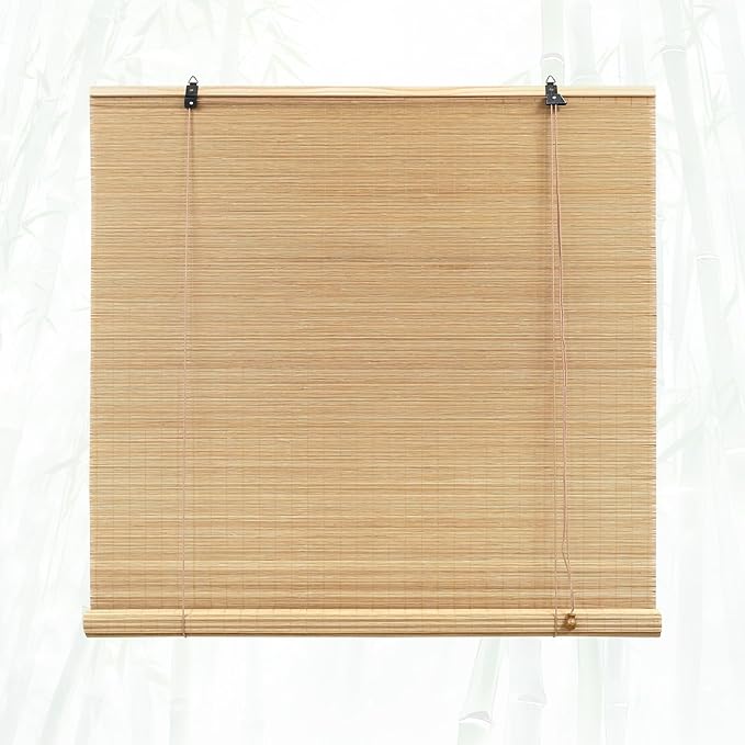 Glimer Bamboo Blinds for Interior Windows, Natural Roll Up Bamboo Shades for by Glimer