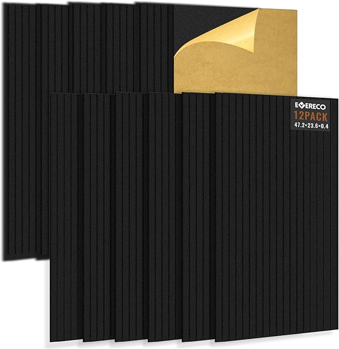 EVERECO 12 Pack Large Acoustic Panels, 47.2×23.6×0.4 inches, Soundproof Panels by Unknown