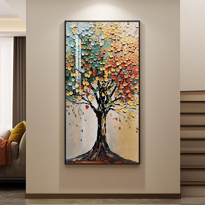 Large Framed Vertical Tree of Life Wall Art - Image 4