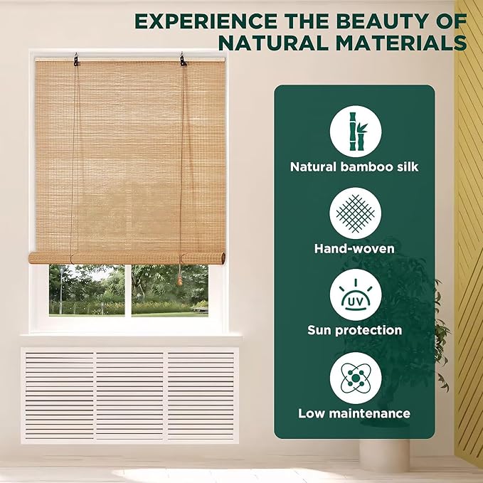 Bamboo Blinds for Interior Windows, Custom Roller Shades for Indoor Window and - Image 2
