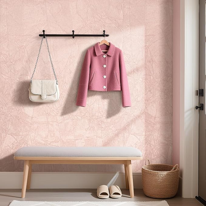 30"x160" Large Self Adhesive Soft Velvet Wallpaper Peel and Stick Light Pink - Image 5