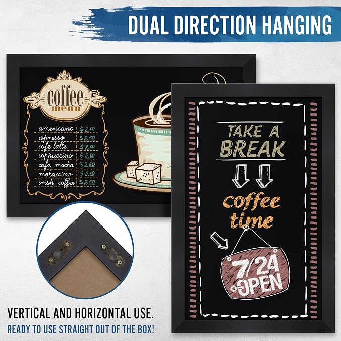 HBCY Creations Rustic Black Magnetic Wall Chalkboard, Extra Large Size 24" x 36" - Image 3