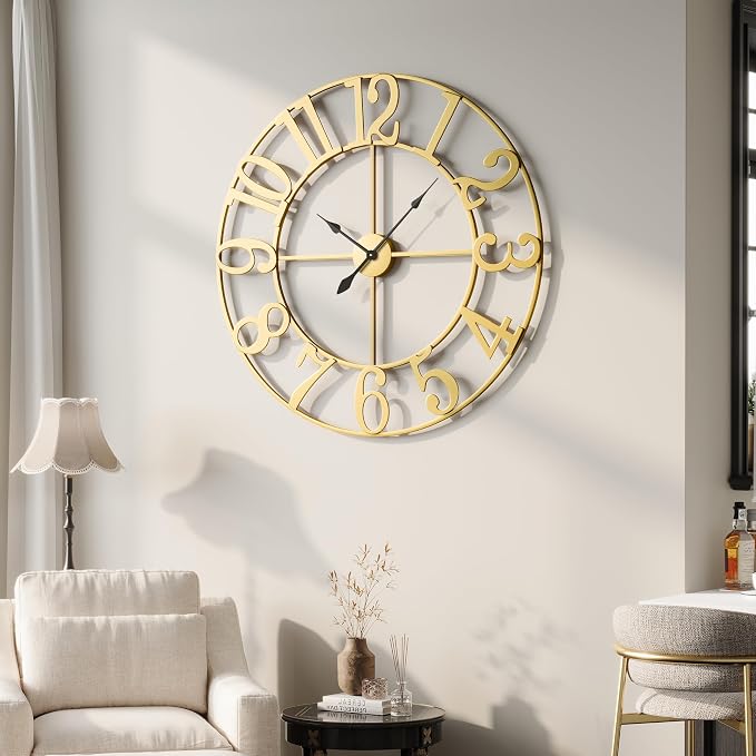 Cuspin 40 Inch Extra Large Wall Clock Gold, Battery Operated Wall Clock Silent - Image 7