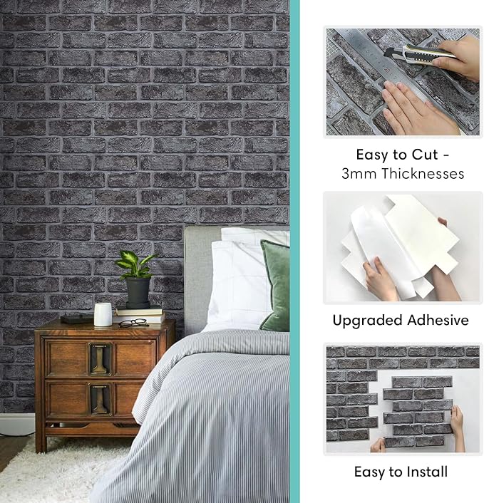 Commomy 3D Brick Wall Panels Peel and Stick - Image 5