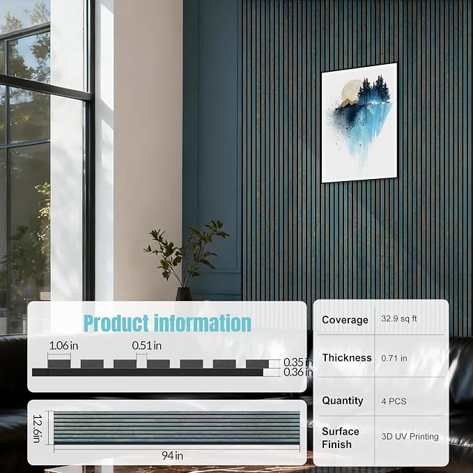 Wood Slat Wall Panels for Interior Wall Decor, Acoustic MDF Wall Panels - Image 2