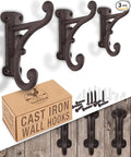 Rustic Cast Iron Coat Hooks Rustic Dark Brown, Wall Mounted, Farmhouse by MyFancyFarmhouse