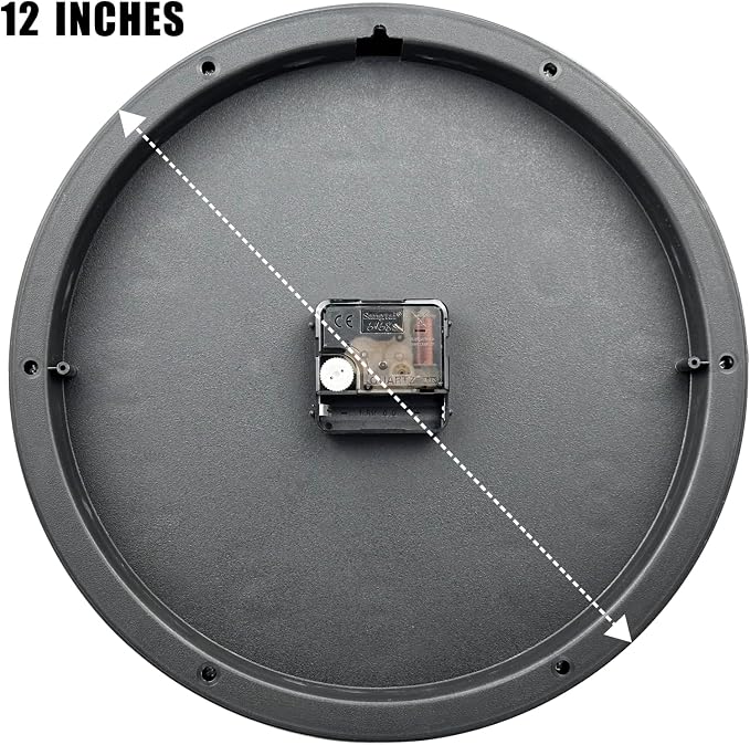 Plumeet 12'' Wall Clock, Battery Operated Wall Clocks Silent Non-Ticking Quartz - Image 8
