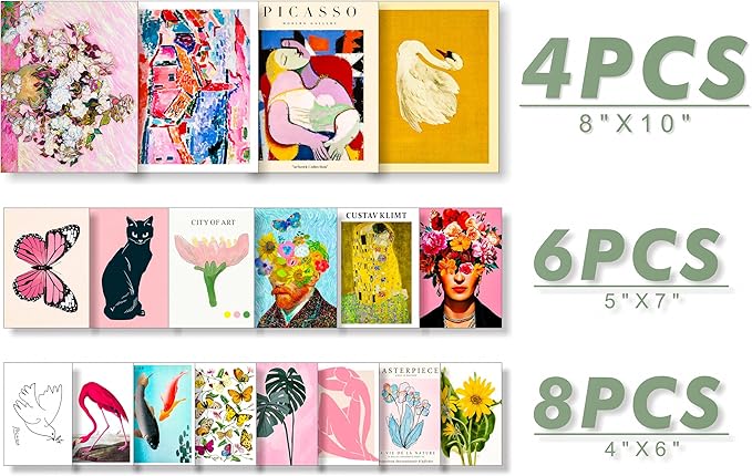 dazongweihan 18 PCS Colorful Eclectic Wall Art Decor, Maximalist Wall Prints - Image 2