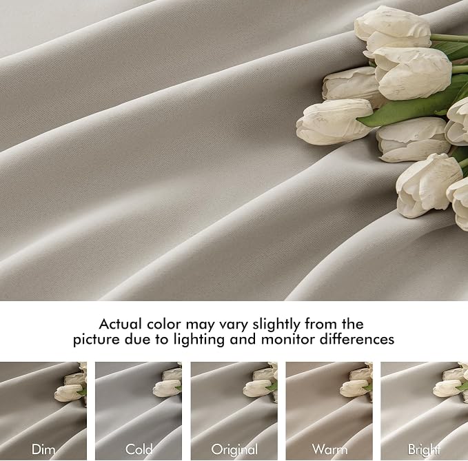 MIULEE Natural Back Tab Blackout Curtains 63 Inch Length 2 Panels Set - Image 8