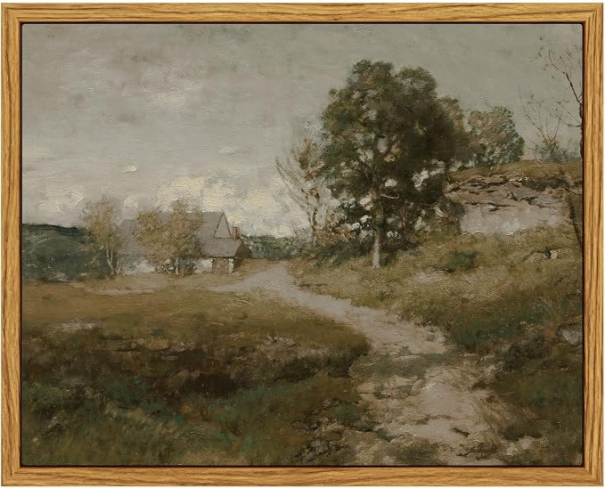 InSimSea Framed Canvas Wall Art, Vintage Outskirts Painting Prints by InSimSeaArt