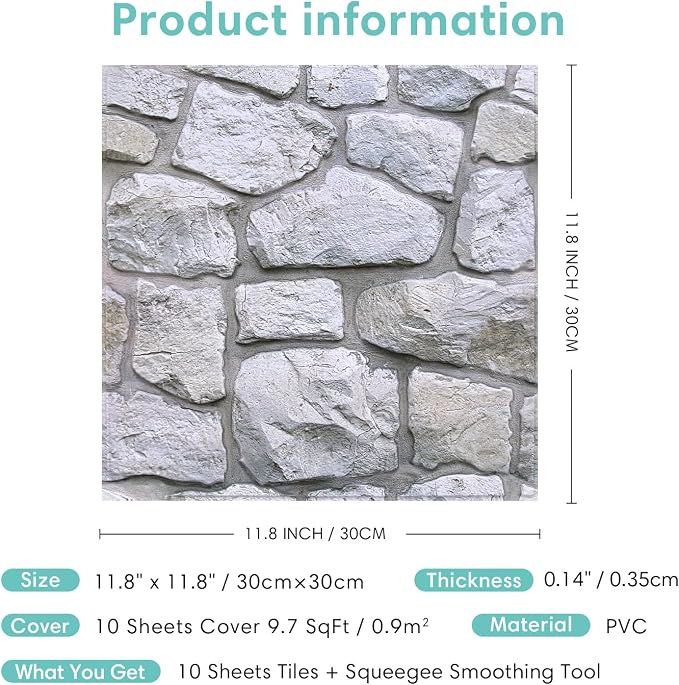 Commomy 3D Faux Stone Wall Panel Peel and Stick Wall Tiles - Image 7