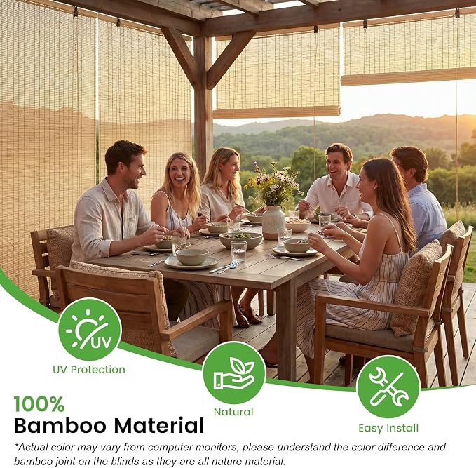 Bamboo Blinds, Custom Sizes Roller Shades - Image 4