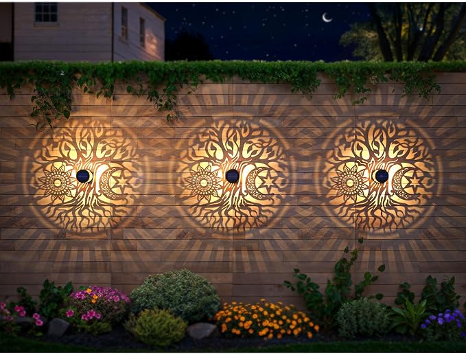 4 Pack Large Solar Fence Lights Metal Solar Powered Outdoor Wall Deck Step - Image 6