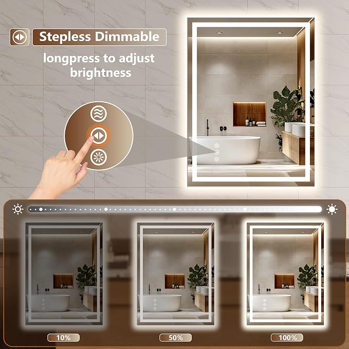 24x32 Inch LED Lighted Bathroom Mirror - Image 3