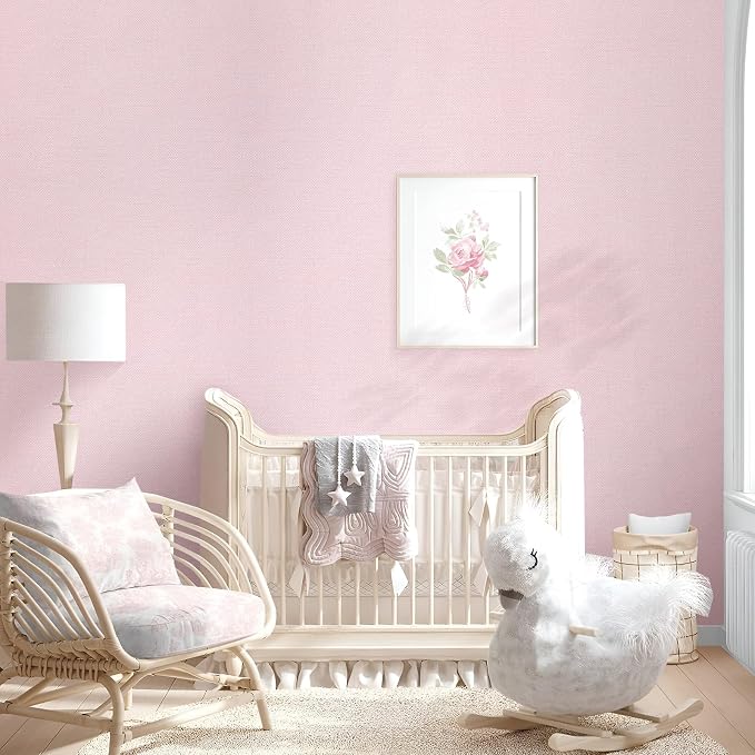 15.75"x787.4" Pink Wallpaper Peel and Stick Removable Grasscloth Textured - Image 4