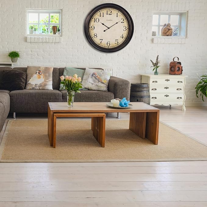 Crosstime 24 Inch Wall Clock Battery Operated Silent Round Vintage Large Wall - Image 5